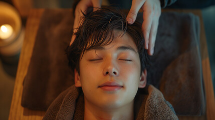 完全個室でリラックスして施術を受ける男性のイメージ